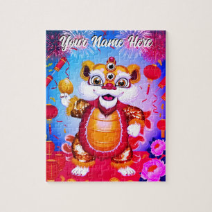 Puzzle Casse-tête de la danse du lion chinois mignon