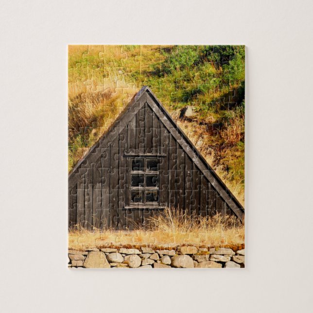 Puzzle Casse-tête de maison en gazon islandaise (Vertical)