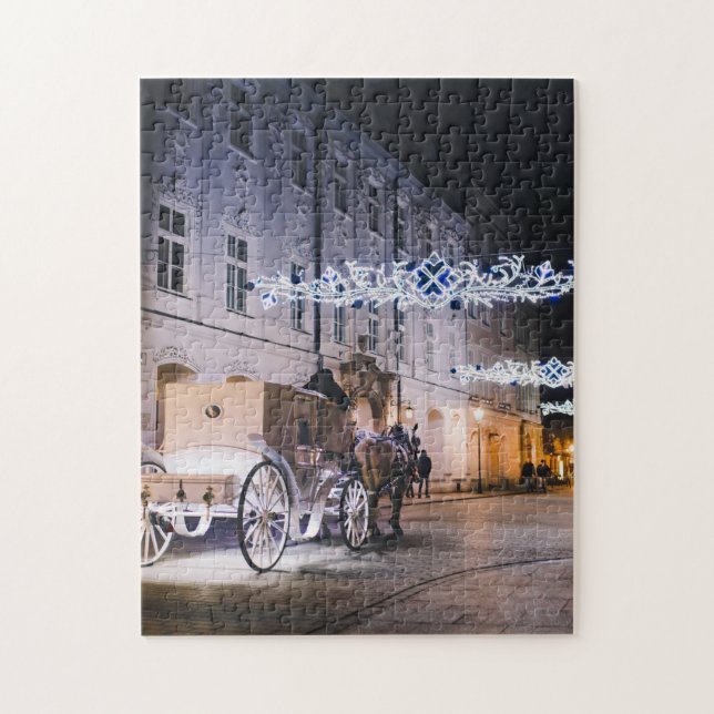 Puzzle Casse-tête de Noël de cheval et de chariot (Vertical)