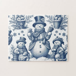 Puzzle Casse-tête de toile de Jouy scène de neige bonhomm