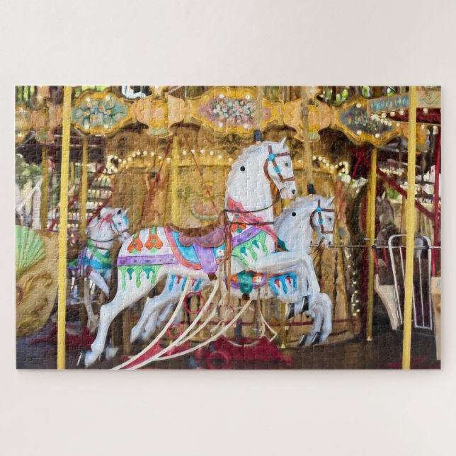 Puzzle casse-tête des chevaux de carrousel (Horizontal)