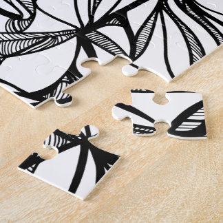 Puzzle casse-tête dessiné à la main noir et blanc coloria