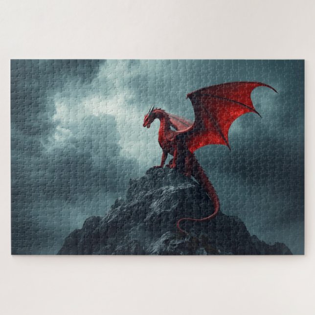 Puzzle Casse-tête du dragon rouge sur la falaise (Horizontal)