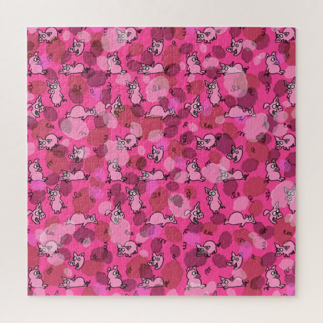 Puzzle Casse-tête impossible de cochon rose (Vertical)