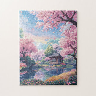 Puzzle Casse-tête Jardin Japonais des Fleurs de Cerisier 
