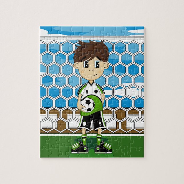 Puzzle Casse-tête mignonne de garçon du football (Vertical)