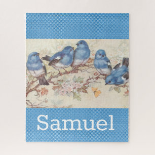 Puzzle Casse-tête Oiseaux Bleus Vintage