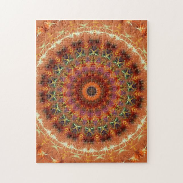 Puzzle Casse-tête orange de mandala de kaléidoscope de la (Vertical)