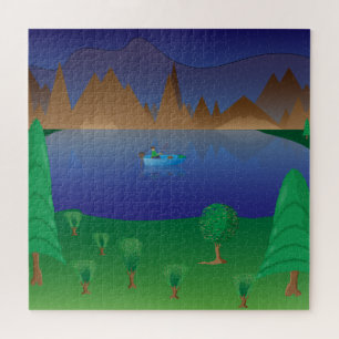 Puzzle casse-tête "Partie de pêche au lac de montagne"