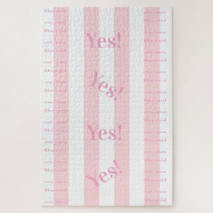 Puzzle Casse-tête Rayure Rose & Blanc Elle a dit Oui ! Co