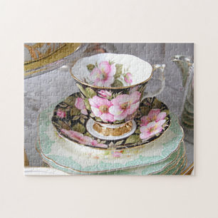 Puzzle Casse-tête rose et noire de tasse de thé de Fora