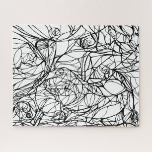 Puzzle casse-tête UNIQUE art linéaire dessiné à la main,