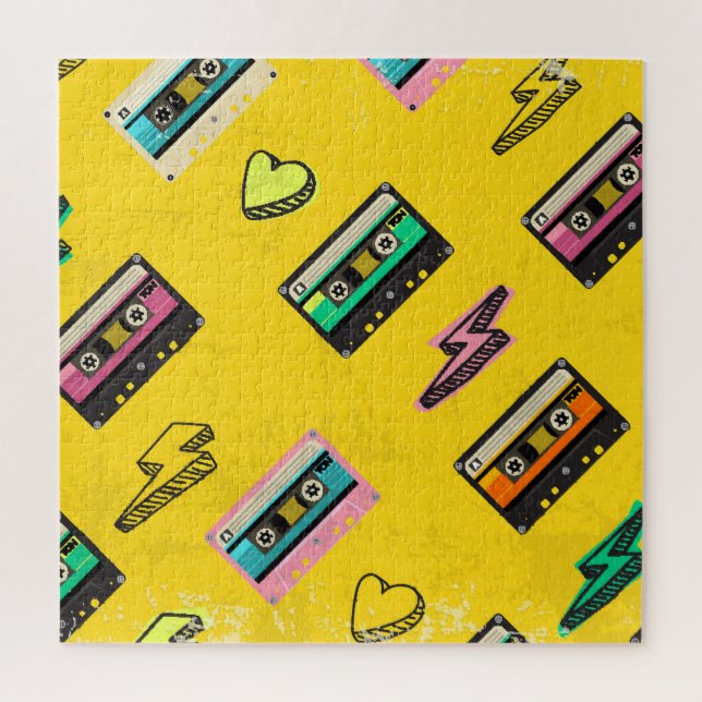 Puzzle Cassette rétro : Design de Love Party des années 8 (Vertical)
