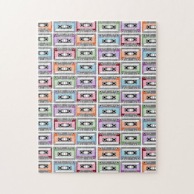 Puzzle Cassette Tapes Retro Pattern (Vertical)