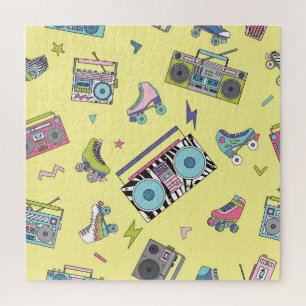 Puzzle cassette vintage, roulettes : rétro