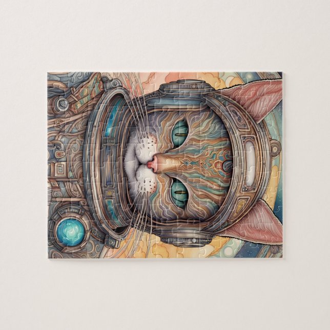 Puzzle Cat Astronaut art de dessins animés détaillés (Horizontal)