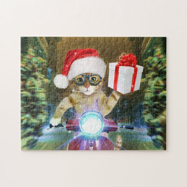 Puzzle Cat dans le Santa Claus a empoisonné les délicieux (Horizontal)
