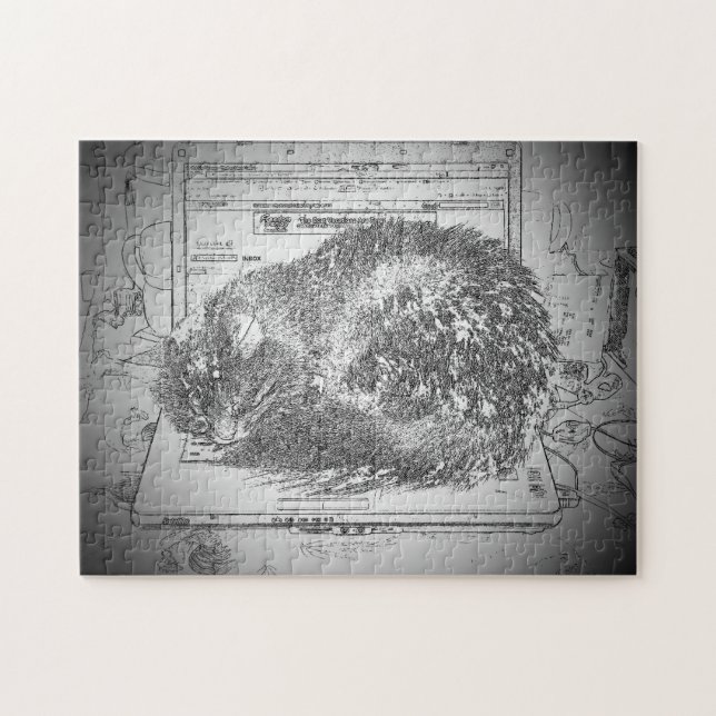 Puzzle Cat Napping On the Laptop ou faire votre propre (Horizontal)