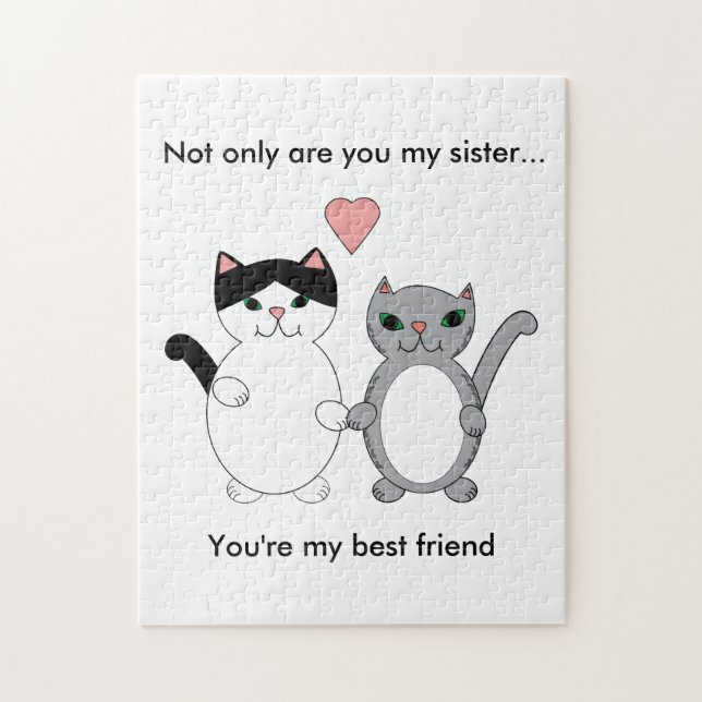 Puzzle Cat Sister Best Friend Cute Kitty Love Personalize (Vertical)