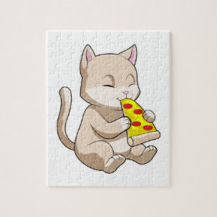 Puzzle Cat with Pizza