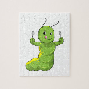 Puzzle Caterpillar avec cuillère et fourche