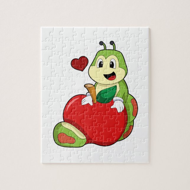 Puzzle Caterpillar with Apple (Vertical)