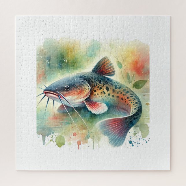 Puzzle Catfish in Watercolor Art 170724AREF129 - Watercol (Vertical)