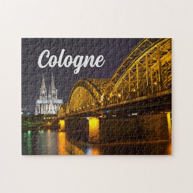 Puzzle Cathédrale de Cologne à la nuit, Allemagne Jigsaw  (Horizontal)