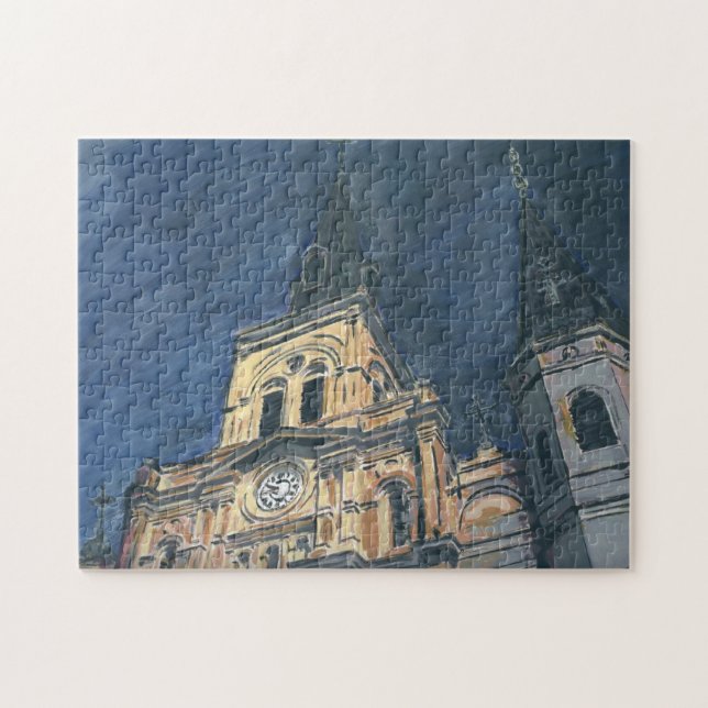Puzzle Cathédrale de la Nouvelle-Orléans à Night Jig Saw (Horizontal)