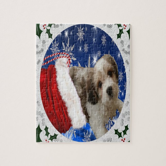 Puzzle Cavachon Puzzle, chien de Noël (Vertical)