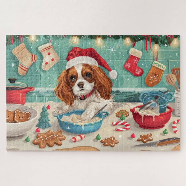 Puzzle Cavalier King Charles Spaniel Baking Noël (Horizontal)