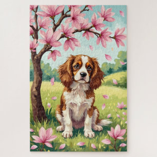 Puzzle Cavalier King Charles Spaniel Fleur de Printemps C