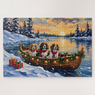 Puzzle Cavalier King Charles Spaniel Noël Bateau
