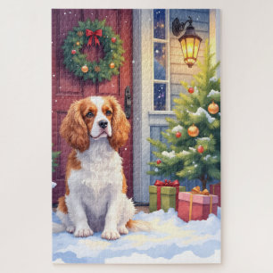 Puzzle Cavalier King Charles Spaniel Noël enneigé