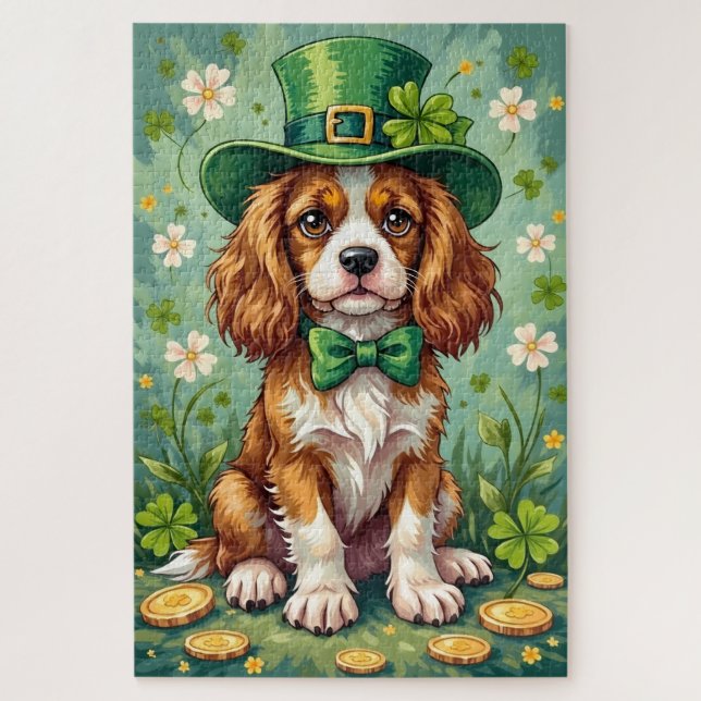 Puzzle Cavalier King Charles Spaniel St Patrick’s Day Dog (Vertical)