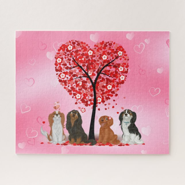 Puzzle Cavalier King Charles Spaniels Love et Valentine (Horizontal)