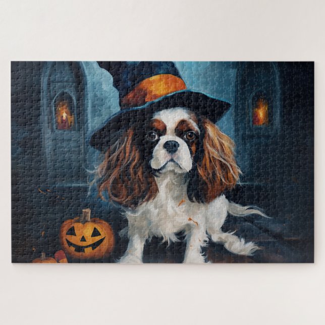 Puzzle Cavalier King Citrouilles Halloween effrayant (Horizontal)