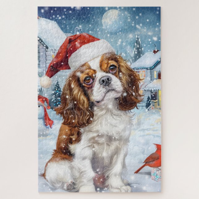 Puzzle Cavalier King Winter Wonderland Noël Joie (Vertical)