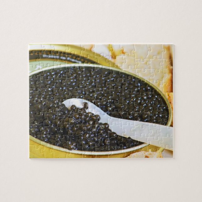 Puzzle Caviar noir et cuillère de nacre à (Horizontal)