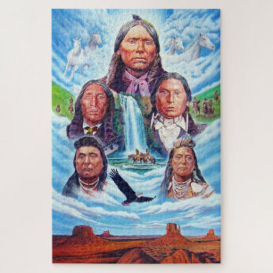 Puzzle Célèbres Indiens d'Amérique Chiefs Indiens Peintur