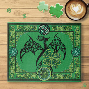 Puzzle Celtique irlandais de dragon vert