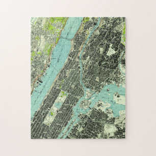 Puzzle Central Park vintage et Bronx NY Map (1947)