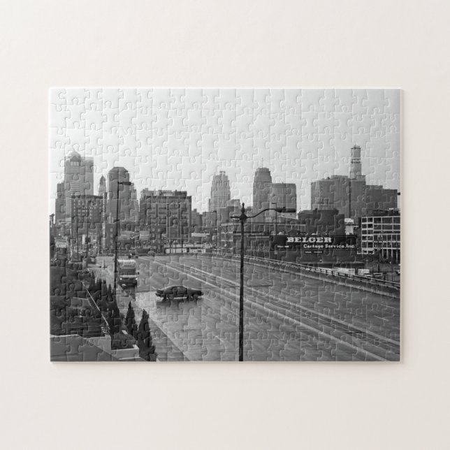 Puzzle Centre-ville de Kansas City Skyline - Photo noir e (Horizontal)