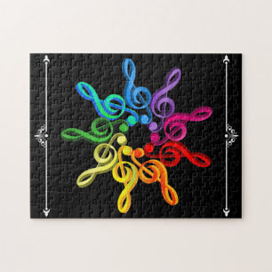 Puzzle Cercle arc-en-ciel de Clef Treble avec des fleuris