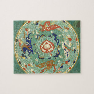 Puzzle Cercle vert bleu chinois vintage