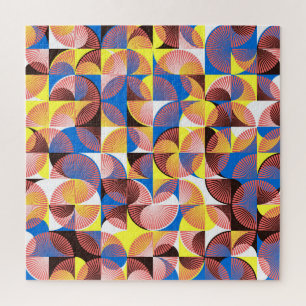 Puzzle Cercles du milieu du siècle, rayures, tuiles vinta