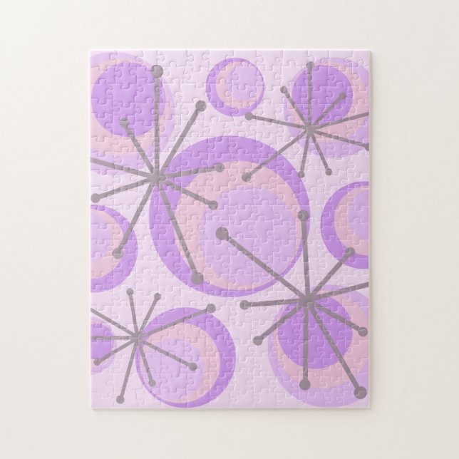 Puzzle Cercles du milieu du siècle Starburts Lavender (Vertical)