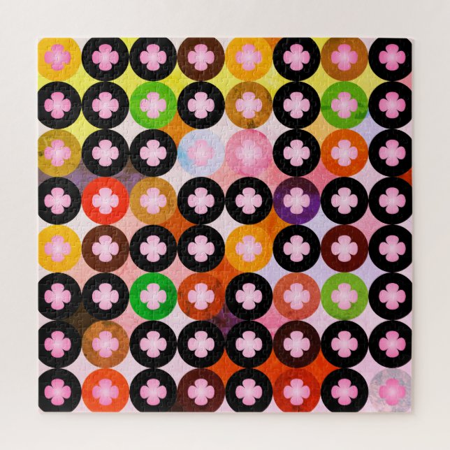 Puzzle Cercles multicolores cool et Cloches roses (Vertical)