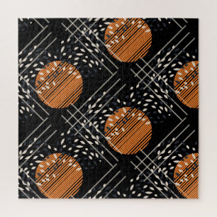 Puzzle Cercles orange Motif Vintage Abstrait