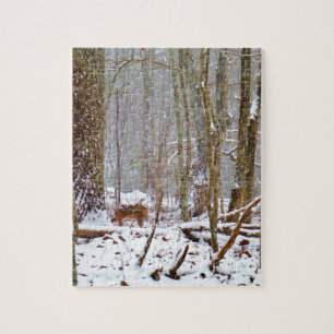 Puzzle Cerf dans la neige, lécher la jambe